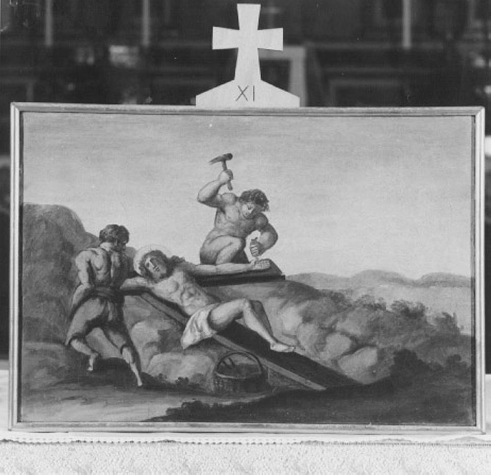 stazione XI: Gesù inchiodato alla croce (dipinto) - ambito veneto (primo quarto sec. XIX)