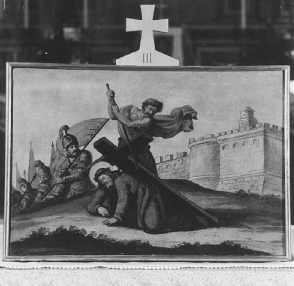 stazione III: Gesù cade sotto la croce la prima volta (dipinto) - ambito veneto (primo quarto sec. XIX)
