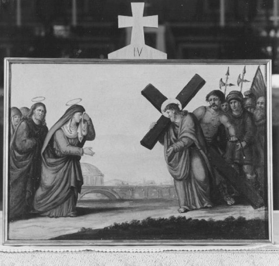 stazione IV: Gesù incontra la Madonna (dipinto) - ambito veneto (primo quarto sec. XIX)