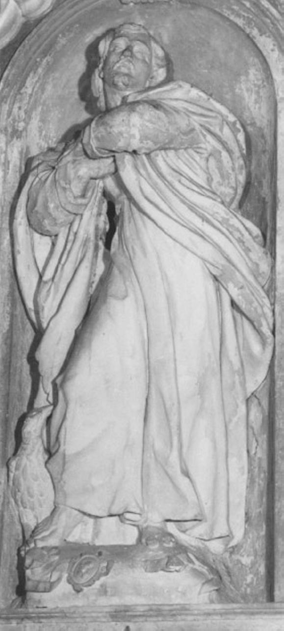San Giovanni Evangelista (statua, elemento d'insieme) di Merlo Giovanni (sec. XVII)