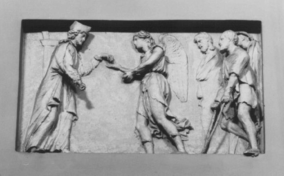 San Filippo Neri cura i malati (rilievo) di Bagutti Antonio (sec. XIX)