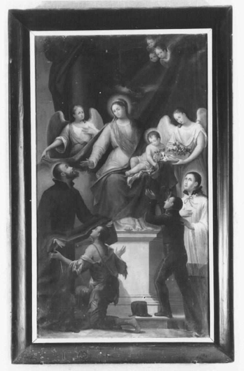 Madonna con Bambino tra angeli e Santi (dipinto) di Poppini Giuseppe (sec. XIX)