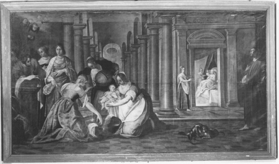 nascita di Maria Vergine (dipinto) di Coquinati Antonio (sec. XVII)