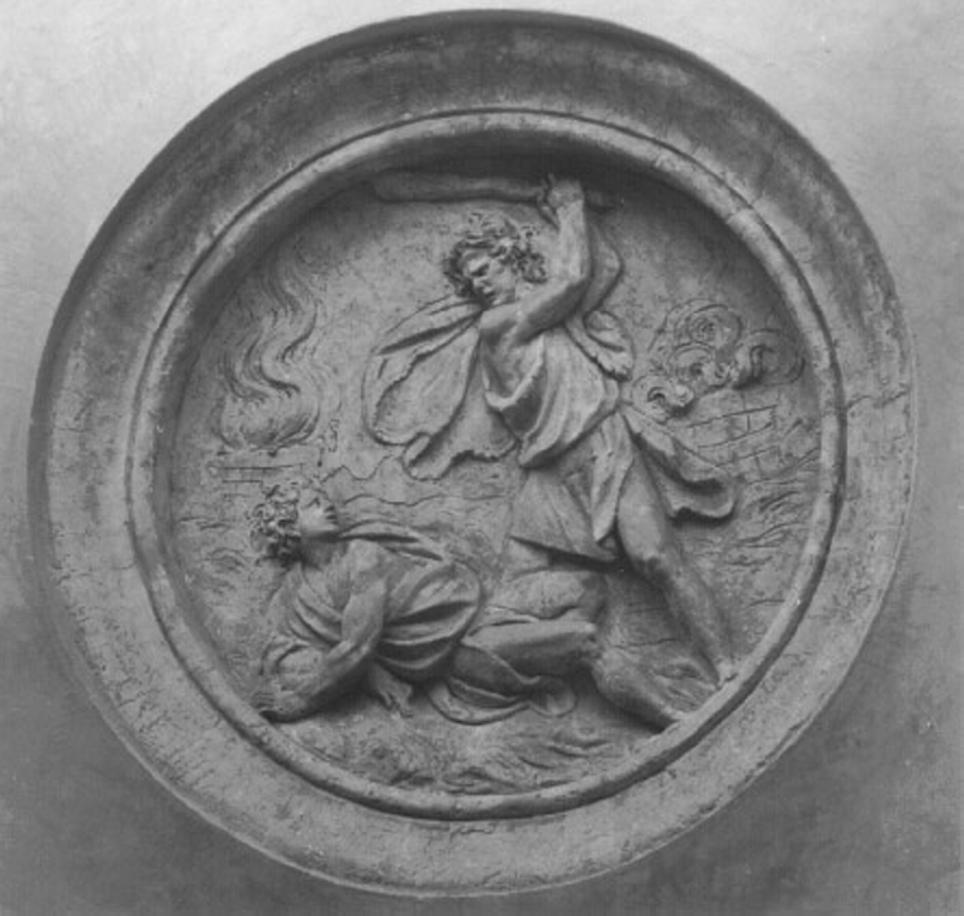 Caino uccide Abele (medaglione) di Vittoria Alessandro (attribuito) (sec. XVI)