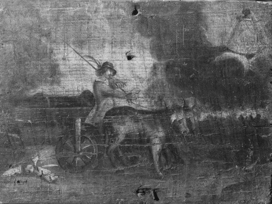 Bambino travolto da un carro agricolo (dipinto) - ambito veneto (sec. XVIII)