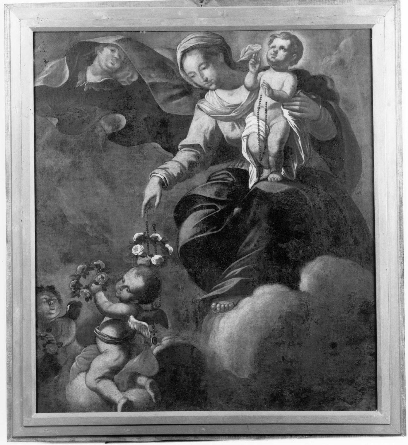Madonna del Rosario (stendardo, opera isolata) di Buratto Giovanni Battista (seconda metà sec. XVII)