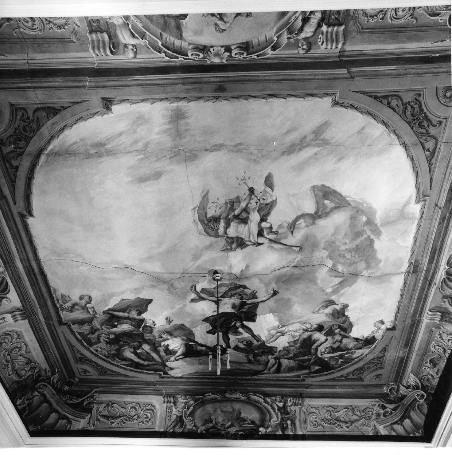 scena mitologica (soffitto dipinto, ciclo) di Anselmi Giorgio (sec. XVIII)
