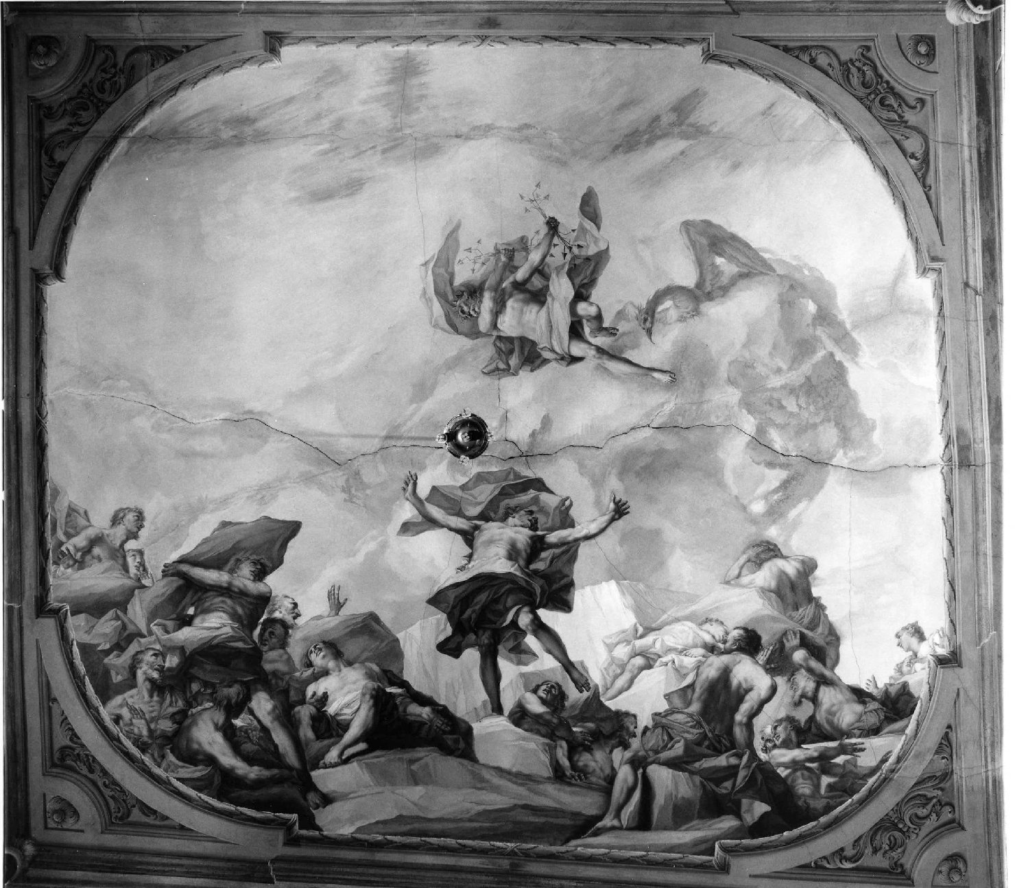 caduta dei Giganti (soffitto dipinto, elemento d'insieme) di Anselmi Giorgio (sec. XVIII)