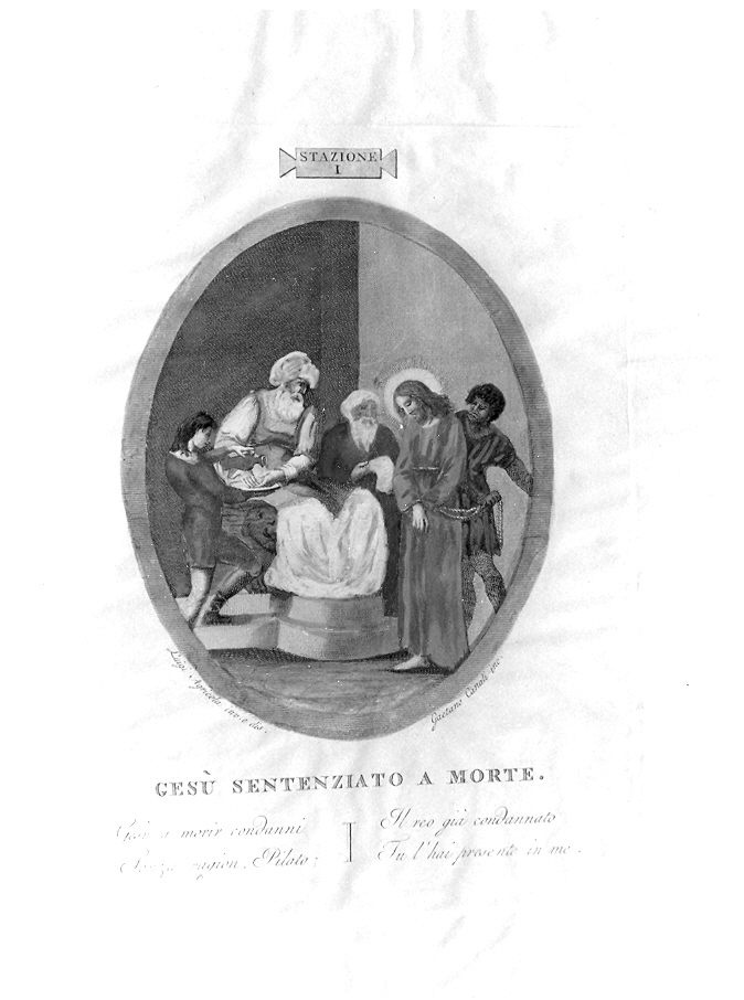 stazione I: Gesù condannato a morte (stampa, elemento d'insieme) - ambito veneto (prima metà sec. XX)