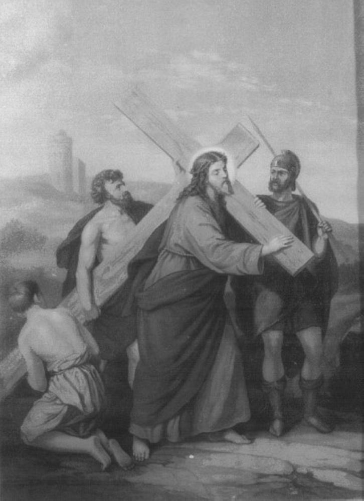stazione II: Gesù caricato della croce (stampa) - ambito veneto (secc. XIX/ XX)