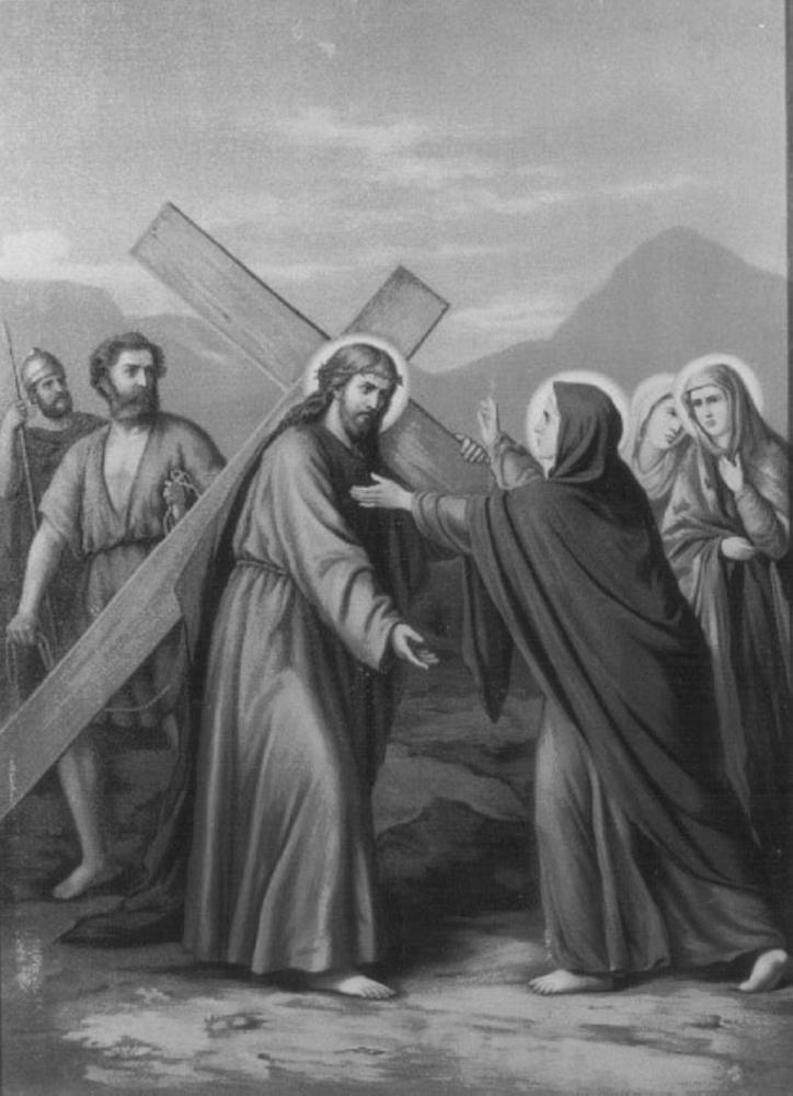 stazione IV: Gesù incontra la Madonna (stampa) - ambito veneto (secc. XIX/ XX)
