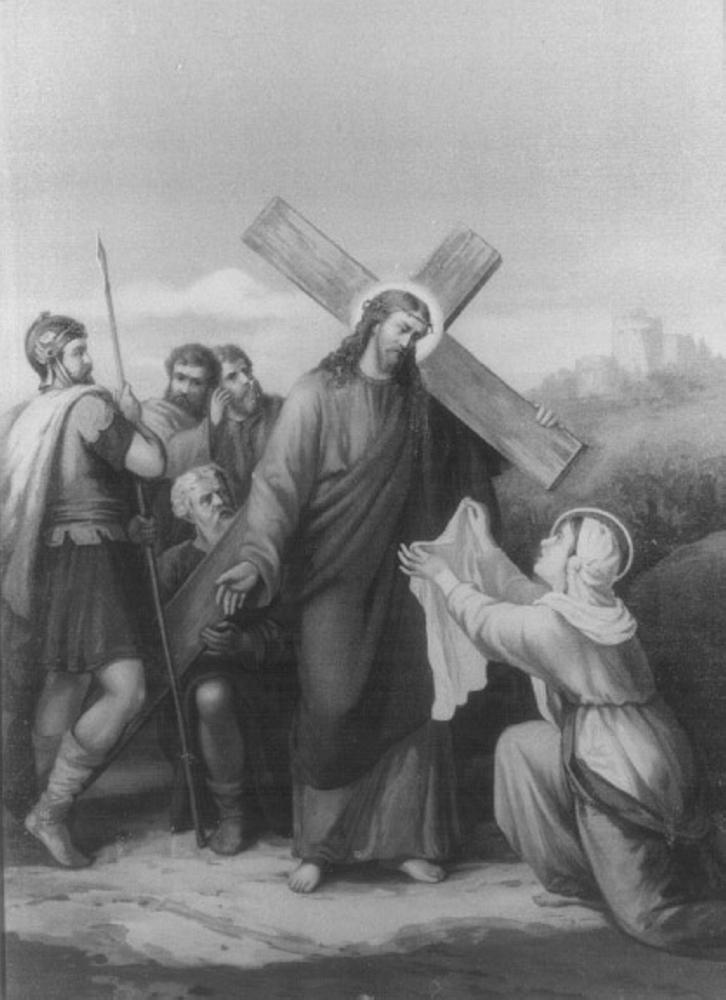stazione VI: Gesù asciugato dalla Veronica (stampa) - ambito veneto (secc. XIX/ XX)