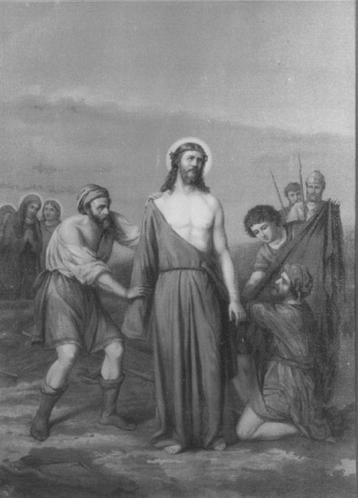 stazione X: Gesù spogliato e abbeverato di fiele (stampa) - ambito veneto (secc. XIX/ XX)