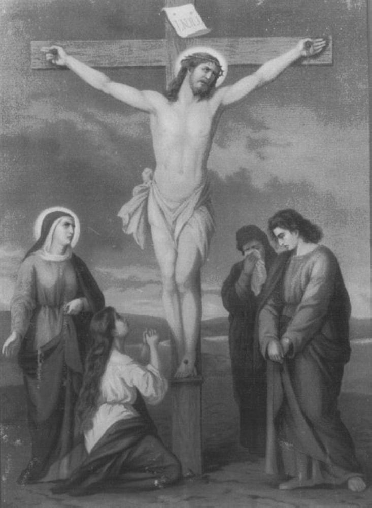 stazione XII: Gesù innalzato e morto in croce (stampa) - ambito veneto (secc. XIX/ XX)