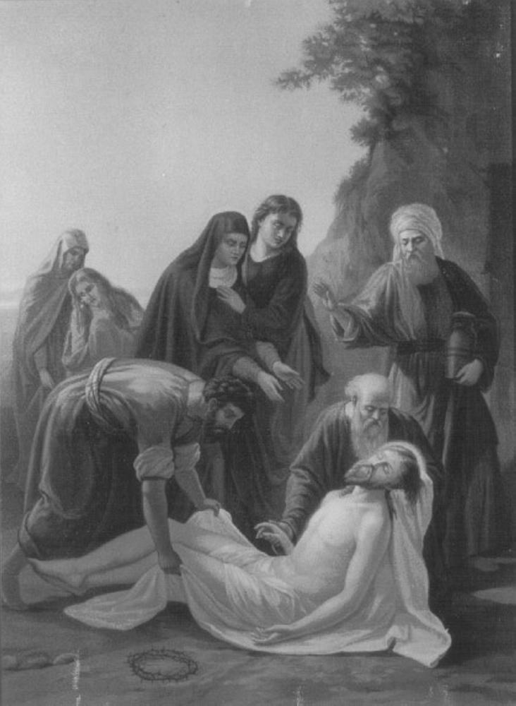 stazione XIV: Gesù deposto nel sepolcro (stampa) - ambito veneto (secc. XIX/ XX)