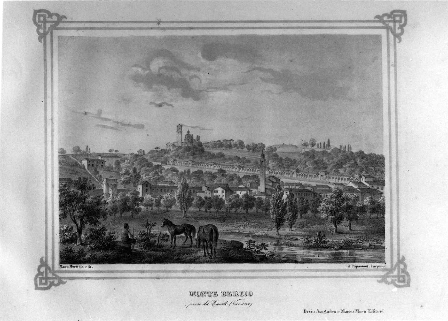 Monte Berico preso da Casale (Vicenza), veduta di Vicenza (stampa, serie) di Moro Marco, Ripamonti Carpano Pietro (sec. XIX)