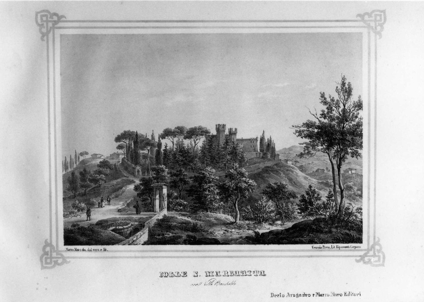 Colle S. Margherita ora Villa Rambaldo, veduta di Vicenza (stampa, serie) di Moro Marco, Ripamonti Carpano Pietro (sec. XIX)