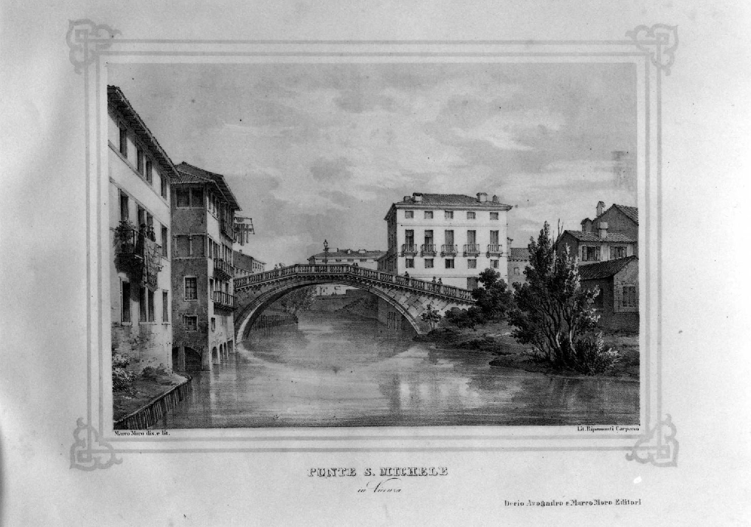 Ponte S. Michele in Vicenza, veduta di Vicenza (stampa, serie) di Moro Marco, Ripamonti Carpano Pietro (sec. XIX)