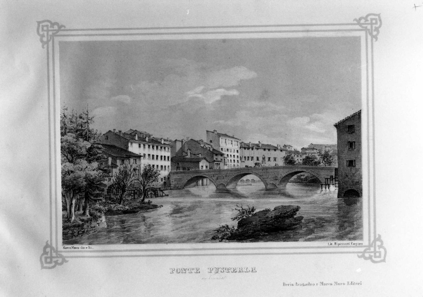 Ponte Pusterla in Vicenza, veduta di Vicenza (stampa, serie) di Moro Marco, Ripamonti Carpano Pietro (sec. XIX)