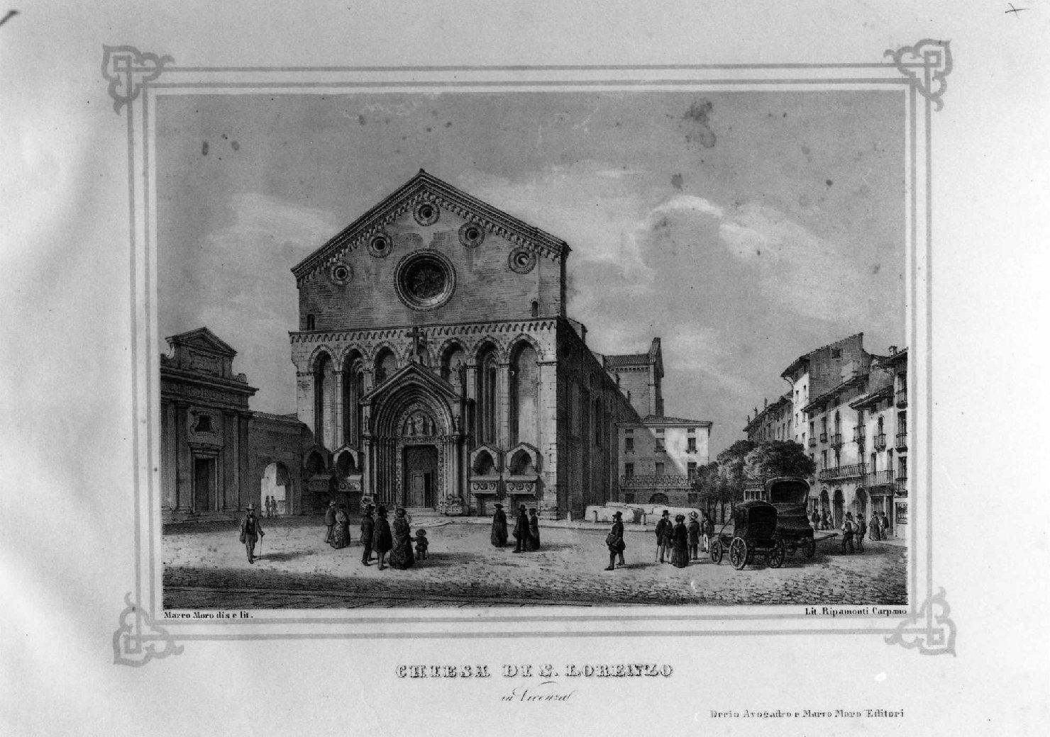 Chiesa di S. Lorenzo in Vicenza, veduta di Vicenza (stampa, serie) di Moro Marco, Ripamonti Carpano Pietro (sec. XIX)