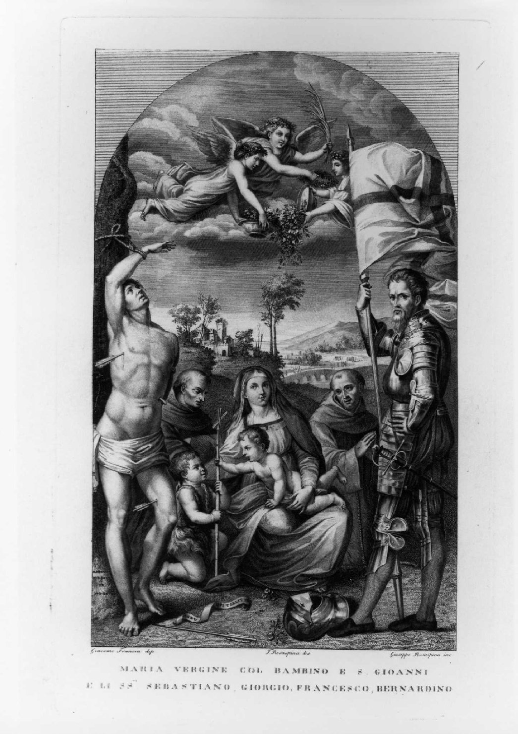 Madonna con Bambino e Santi (stampa, serie) di Francia Giacomo, Rosaspina Francesco, Rosaspina Giuseppe (sec. XIX)