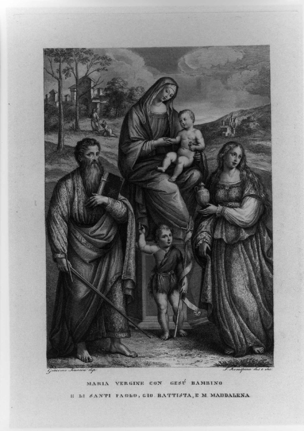 Madonna con Bambino e Santi (stampa, serie) di Francia Giacomo, Rosaspina Francesco (sec. XIX)