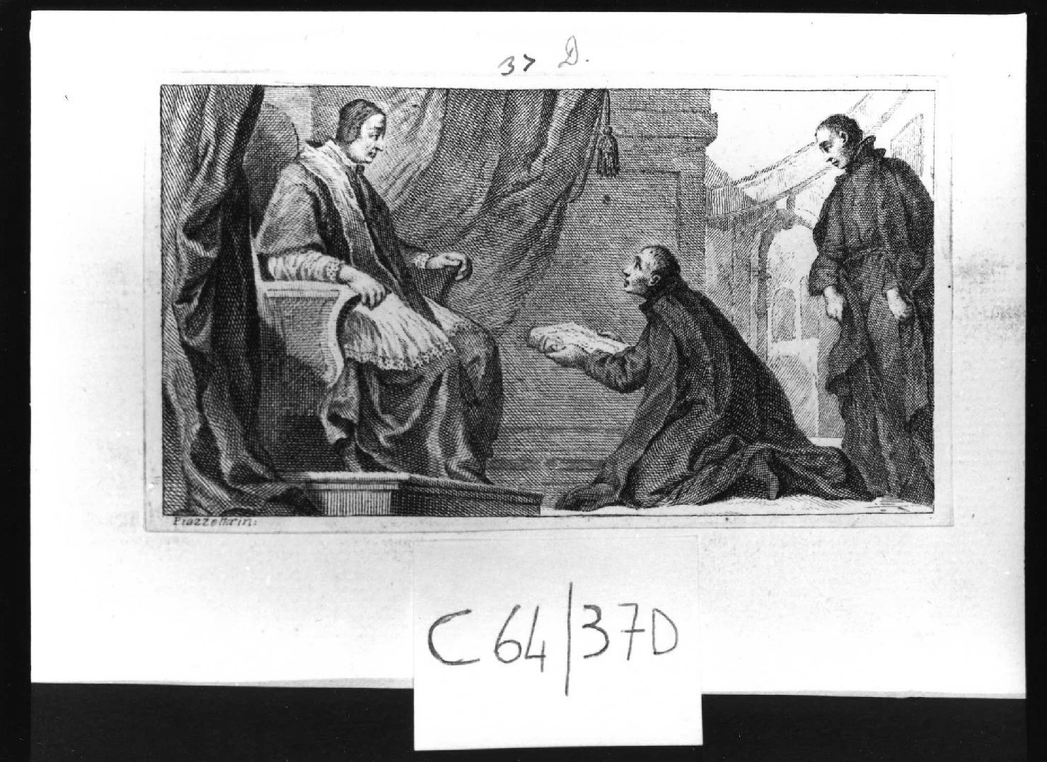 Lutero davanti a papa Leone X (stampa smarginata, serie) di Piazzetta Giovanni Battista (sec. XVIII)