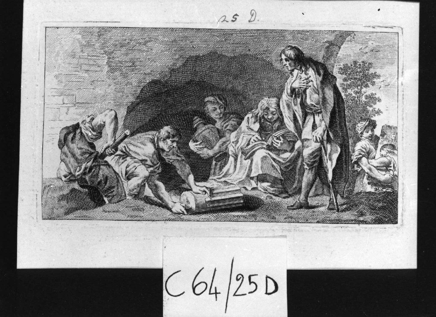 Scavi archeologici, scena con figure (stampa, serie) di Piazzetta Giovanni Battista (sec. XVIII)