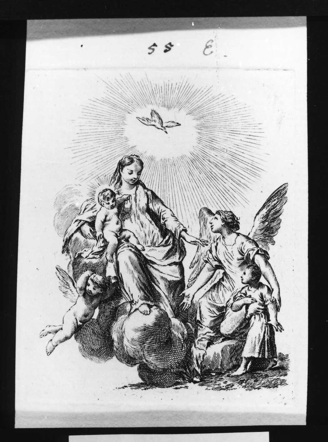 Madonna con Bambino e angeli (stampa, serie) di Piazzetta Giovanni Battista (attribuito) (sec. XVIII)