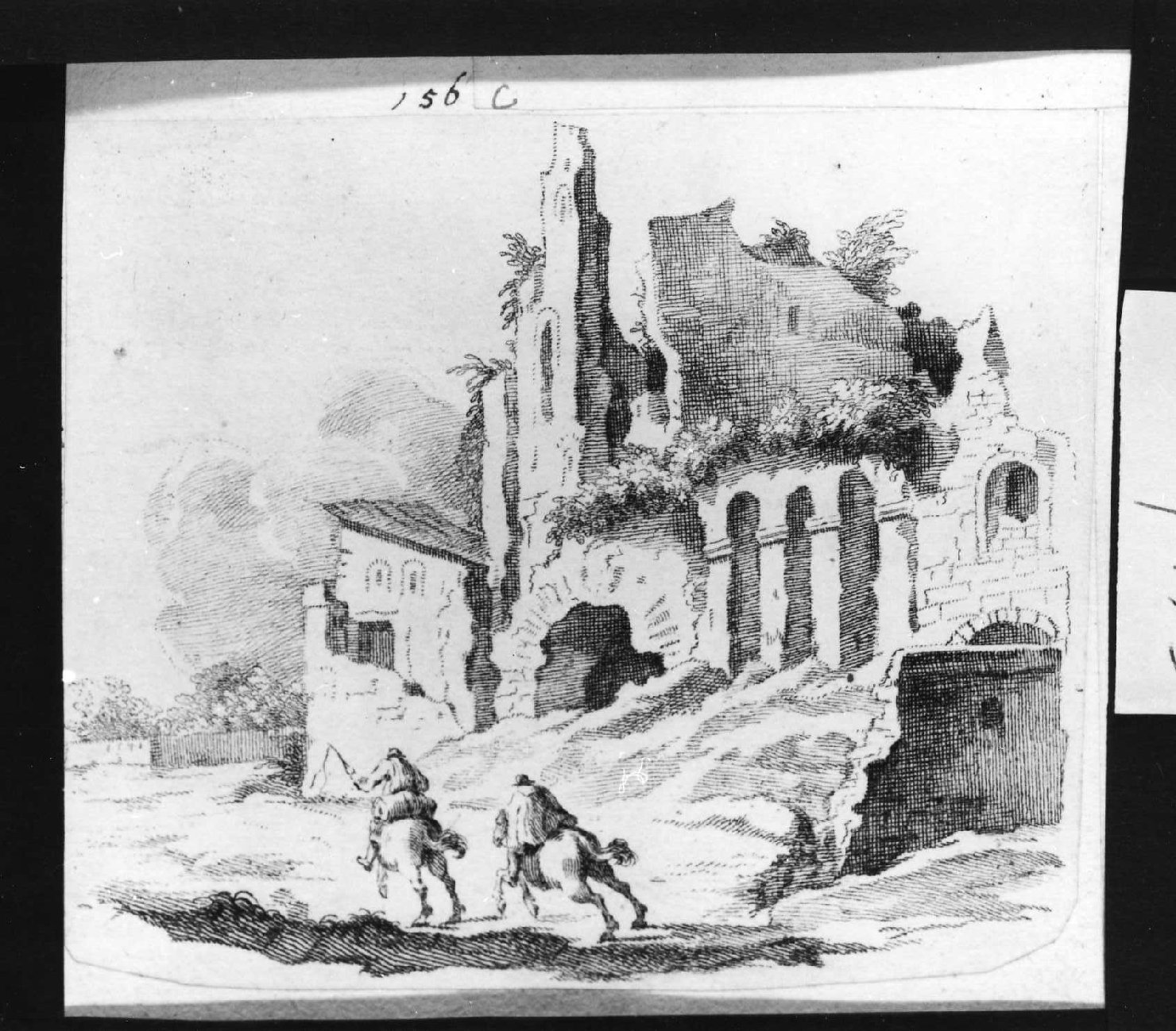 paesaggio con rovine (stampa smarginata, serie) di Piazzetta Giovanni Battista (sec. XVIII)