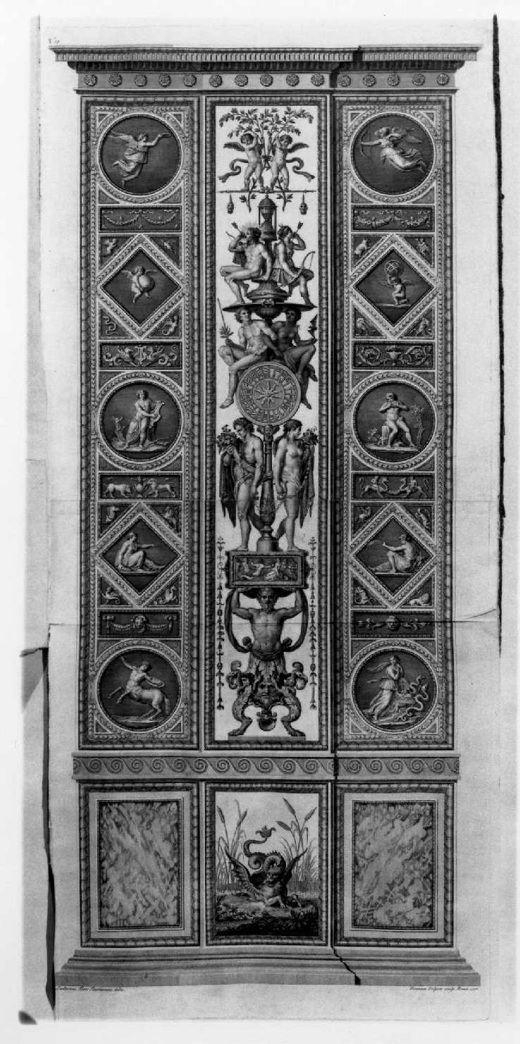 Pilastro X, motivi decorativi architettonici (stampa, stampa composita) di Teseo Ludovico, Volpato Giovanni (sec. XVIII)