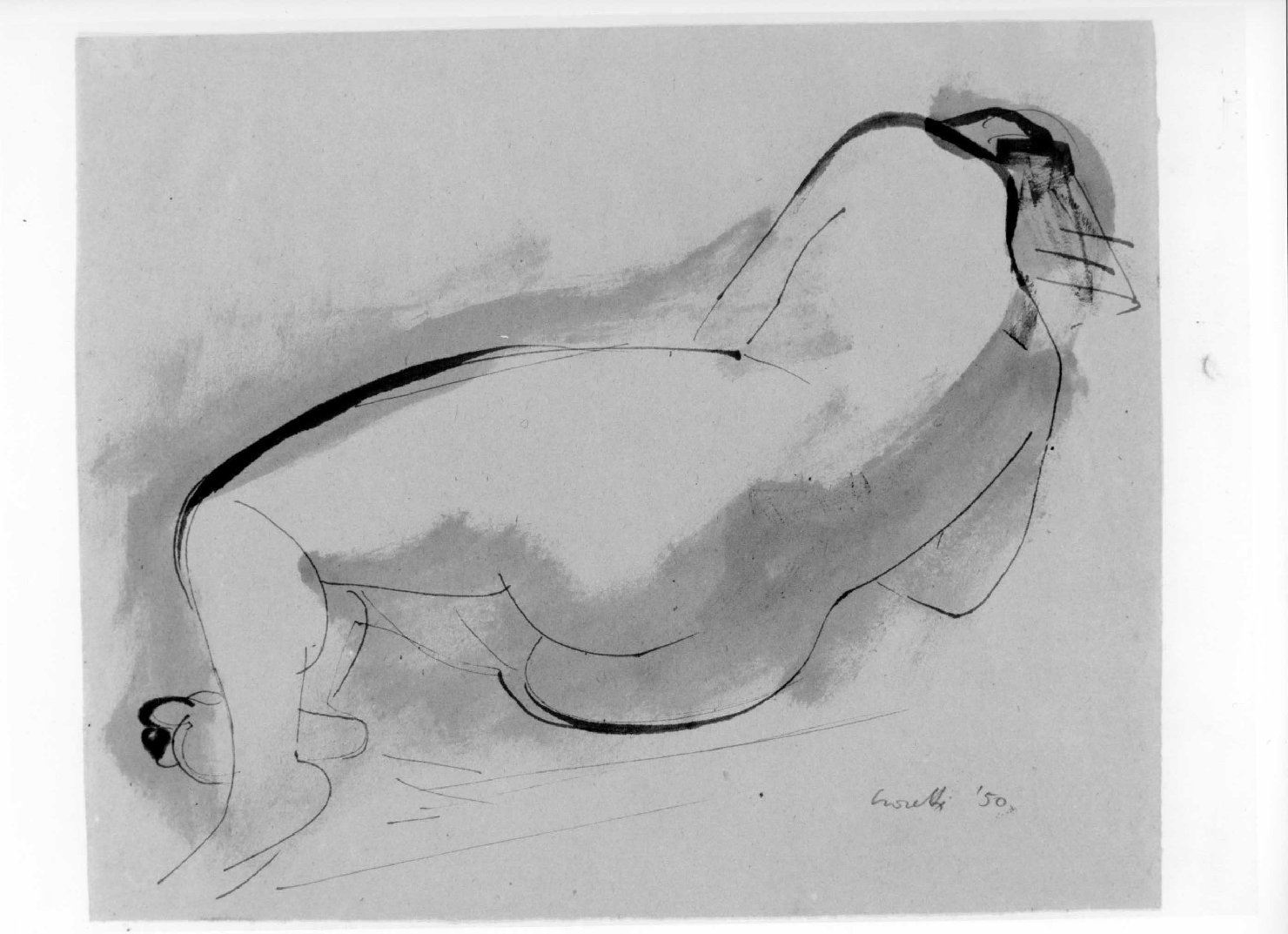 figura femminile nuda (disegno) di Goretti (sec. XX)