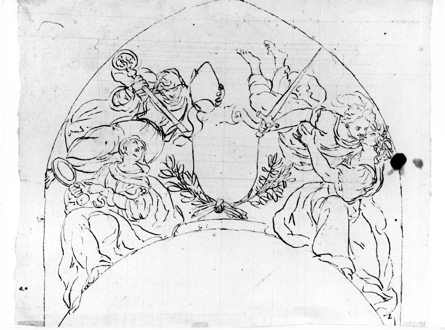 figure allegoriche (disegno) di Farinati Paolo (bottega) (seconda metà sec. XVI)