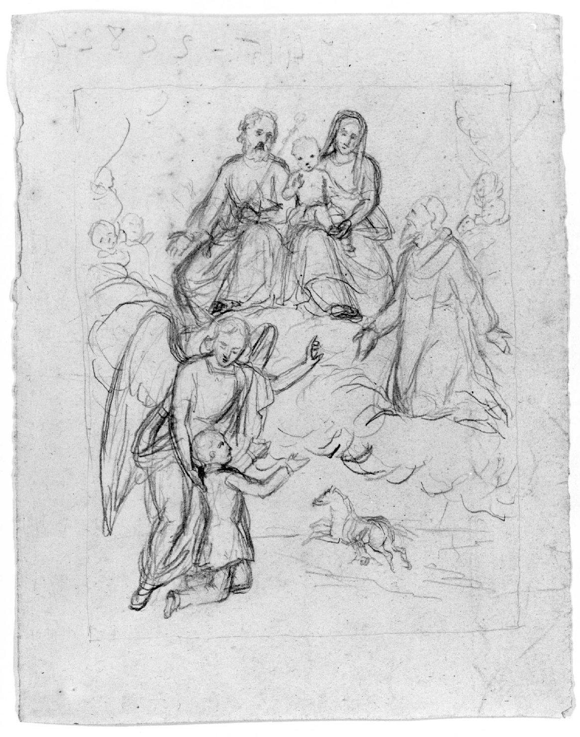 scena sacra (disegno) di Recchia Angelo (attribuito) (metà sec. XIX)