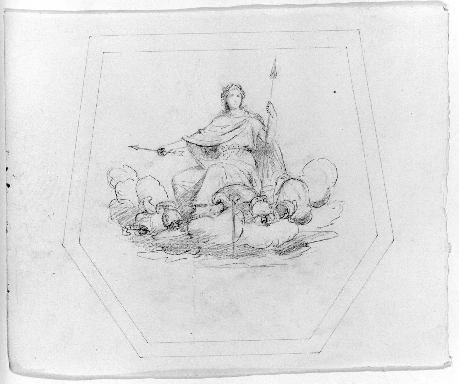 figura allegorica femminile (disegno) di Recchia Angelo (metà sec. XIX)