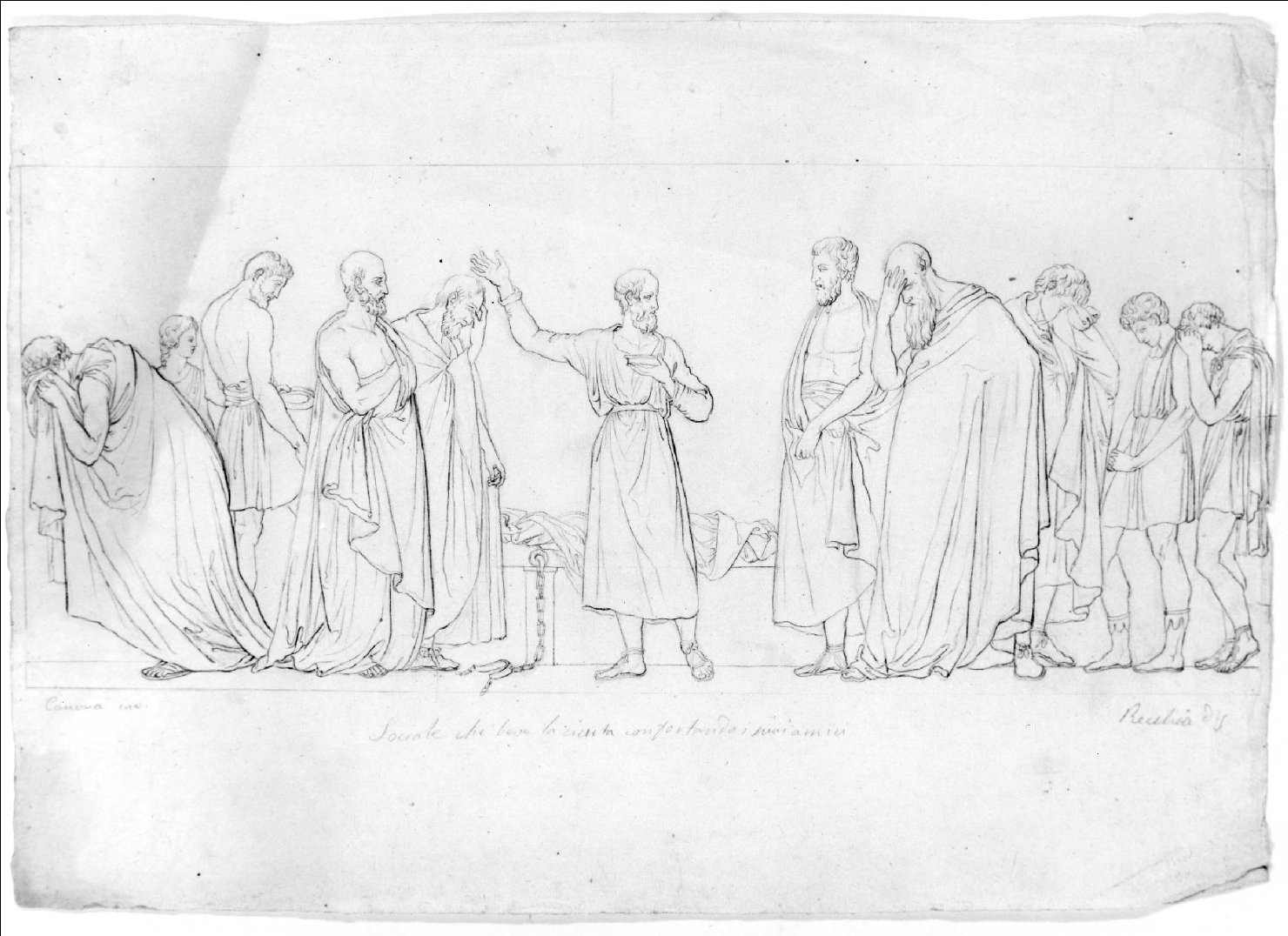 Socrate beve la cicuta (disegno) di Recchia Angelo (metà sec. XIX)