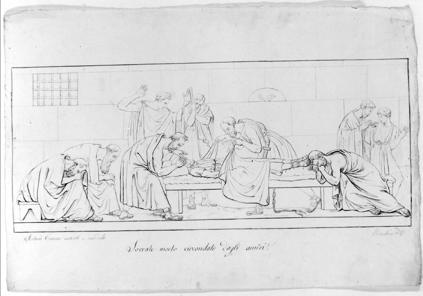 morte di Socrate (disegno) di Recchia Angelo (metà sec. XIX)
