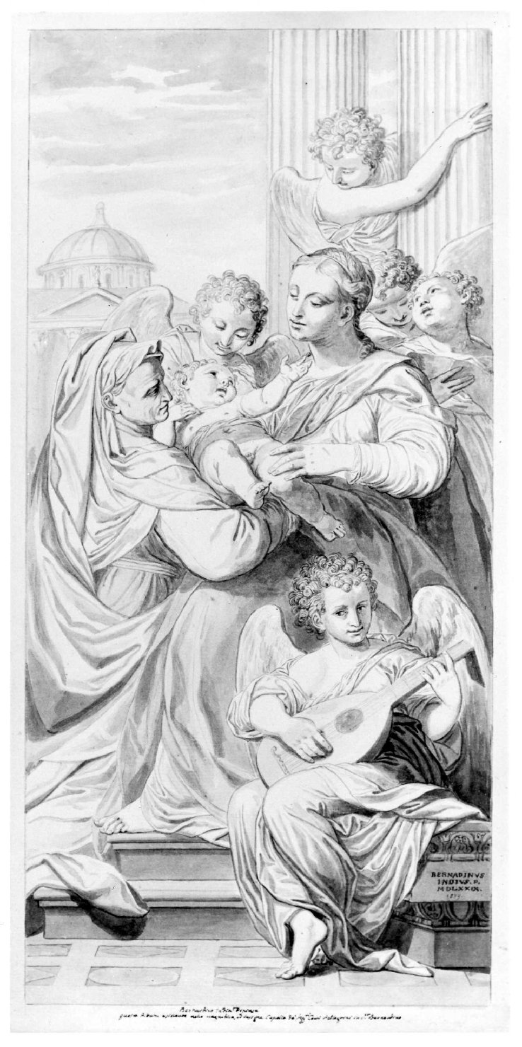 Madonna con Bambino e Sant'Anna (disegno) di Dalla Rosa Domenico (attribuito) (secc. XVIII/ XIX)