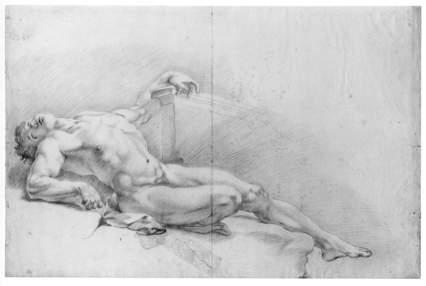 figura maschile nuda (disegno) - ambito Italia settentrionale (seconda metà sec. XVIII)