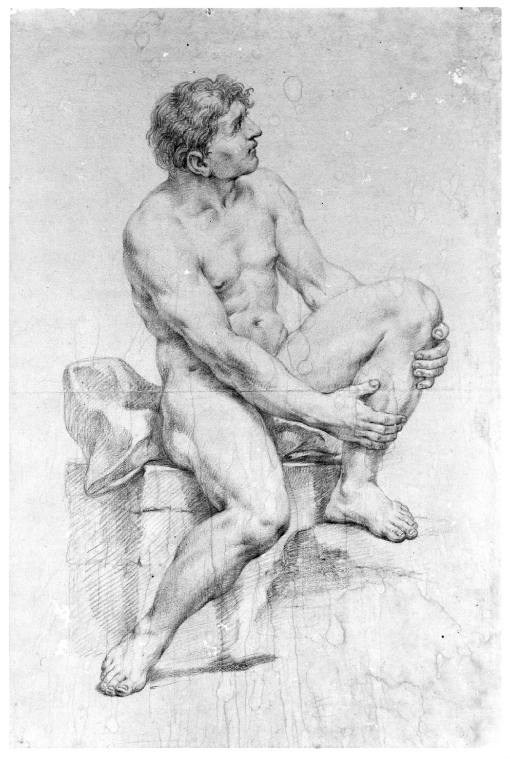 figura maschile nuda (disegno) - ambito Italia settentrionale (sec. XIX)
