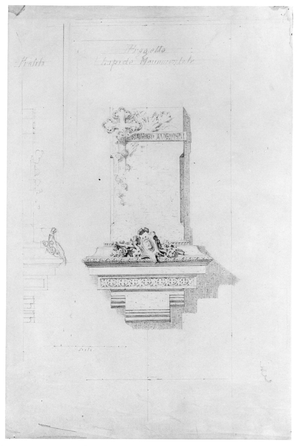 lapide tombale (disegno) di Cristani Romeo (fine/inizio secc. XIX/ XX)