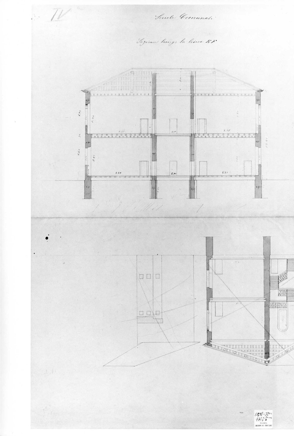 sezione di edificio (disegno, serie) di Massalongo Pietro Orseolo (attribuito) (seconda metà sec. XIX)