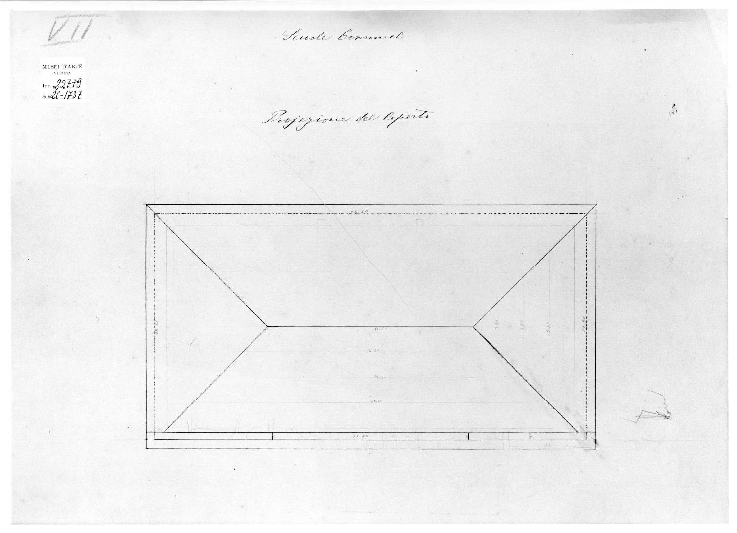copertura di edificio (disegno, serie) di Massalongo Pietro Orseolo (attribuito) (seconda metà sec. XIX)