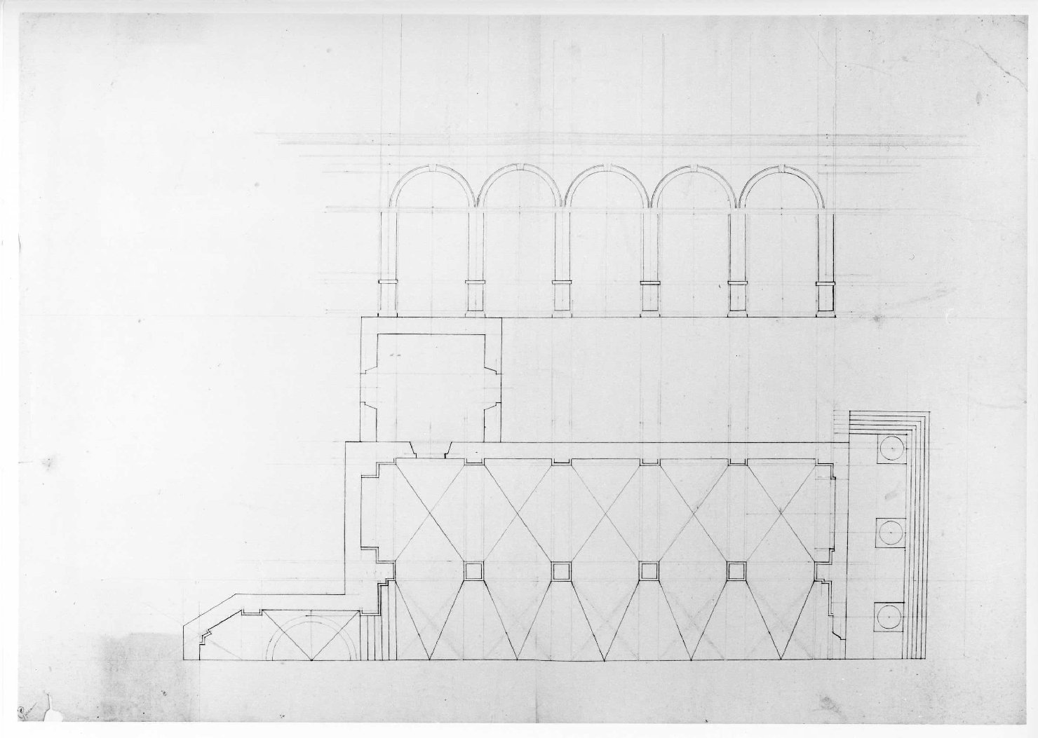 prospetto e pianta di edificio (disegno) - ambito Italia settentrionale (seconda metà sec. XIX)