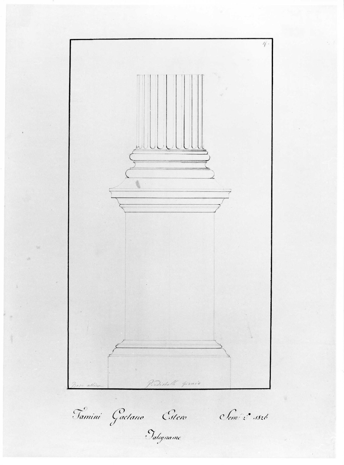 elementi architettonici (disegno) di Tamini Gaetano (sec. XIX)