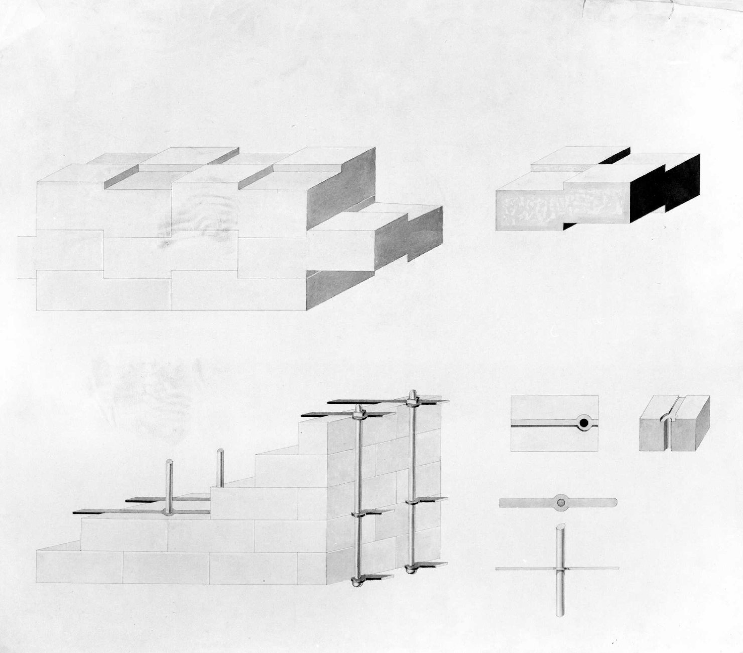 elementi architettonici (disegno) di Massalongo Pietro Orseolo (attribuito) (secc. XIX/ XX)