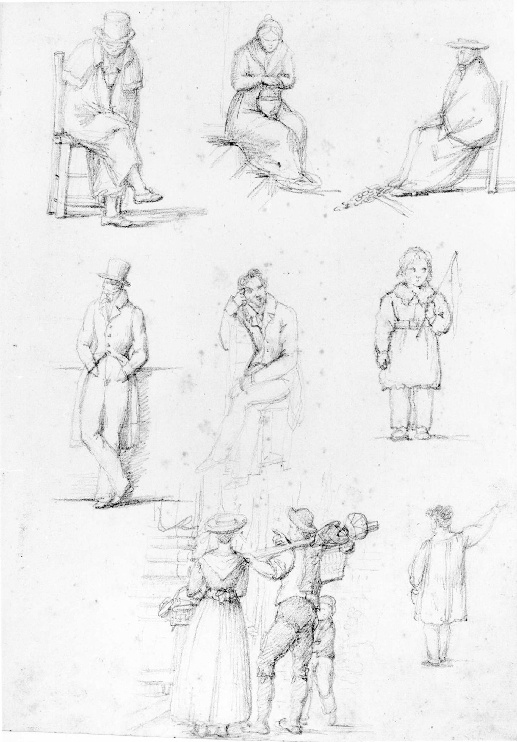figure maschili e femminili (disegno) di Recchia Angelo (seconda metà sec. XIX)