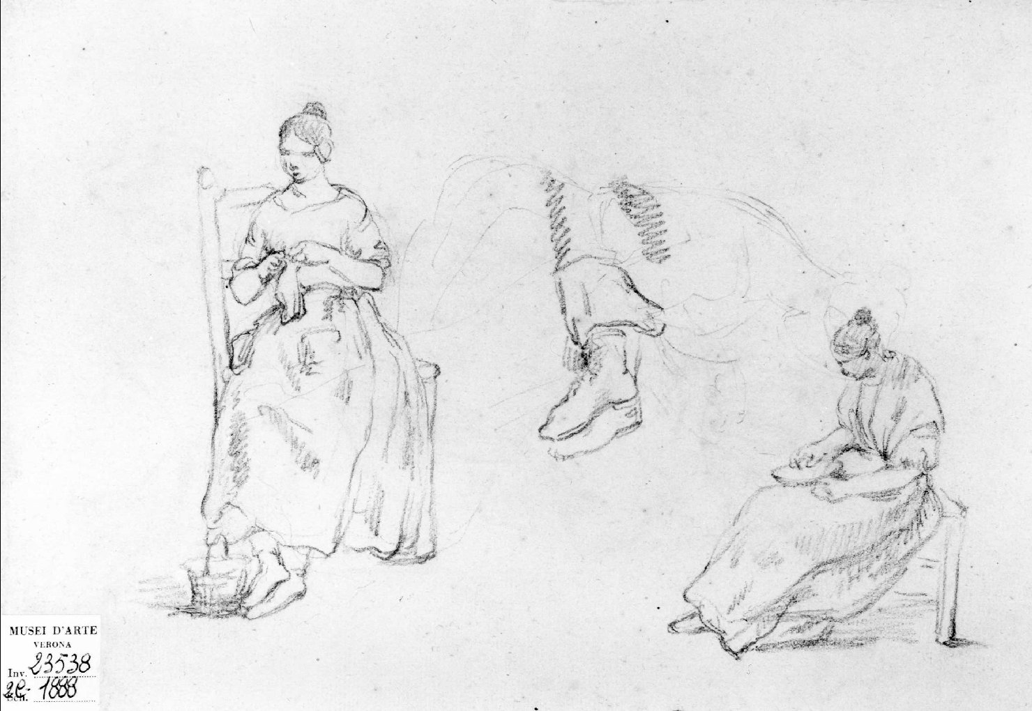 figure femminili (disegno) di Recchia Angelo (seconda metà sec. XIX)