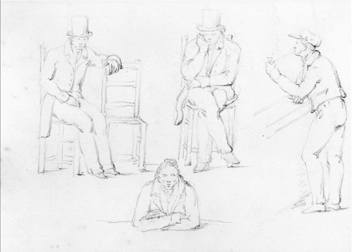 figure maschili (disegno) di Recchia Angelo (seconda metà sec. XIX)