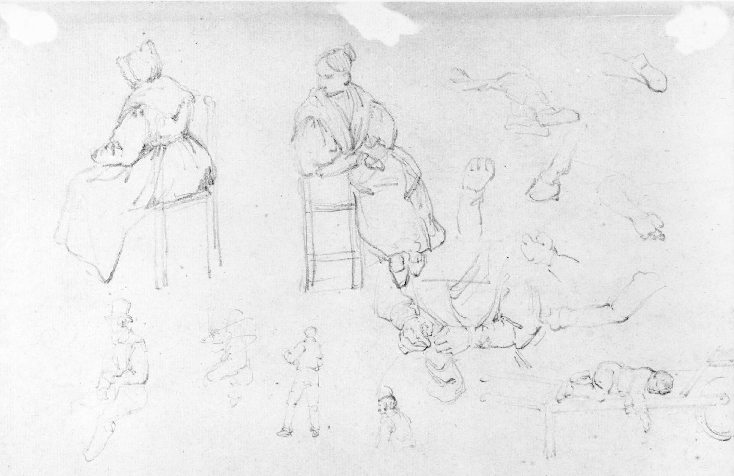 figure maschili e femminili (disegno) di Recchia Angelo (seconda metà sec. XIX)